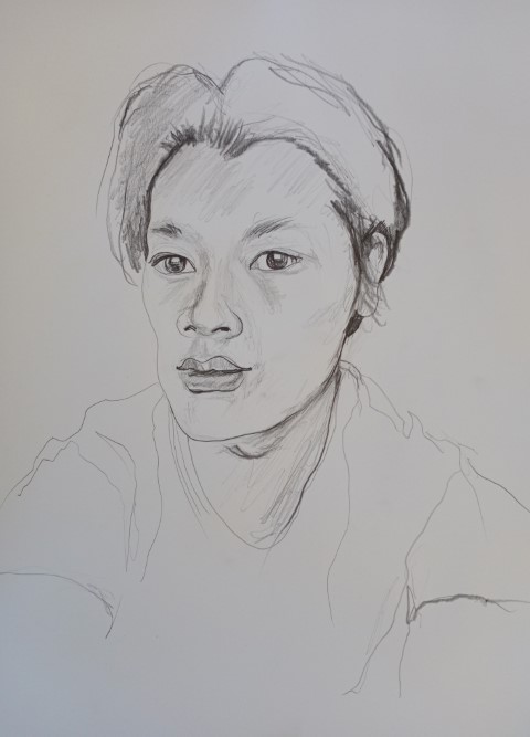 Portrait de jeune Vietnamien. Crayon