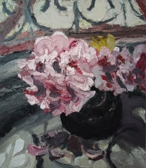 Bouquet à contre-jour. Oil on canvas. 53X47 cm
