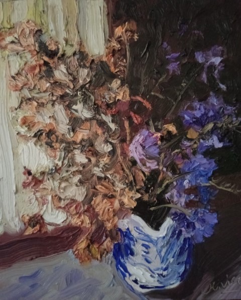 Bouquet de statices . Oil on canvas. 53 X 47 cm