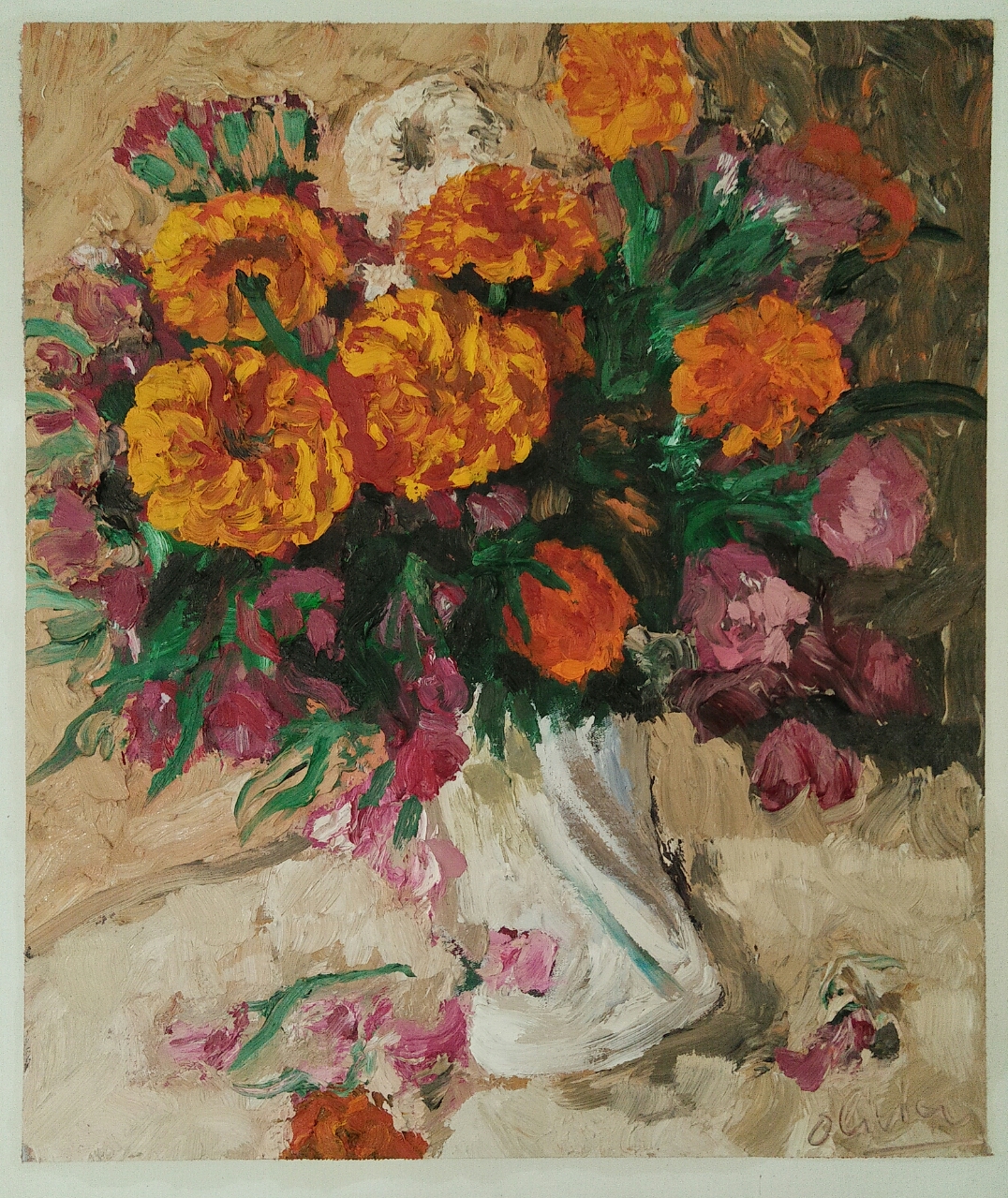 "Vase blanc"/Oil on canvas/ 63cm X 53 cm