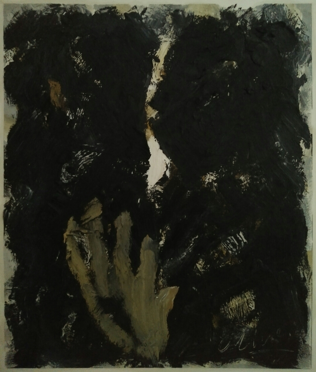 "Main et visages"/ Oil on canvas/ 63 cm X 52 cm