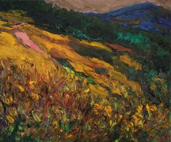 Sunflowers in the mountain. 50 x 40 cm