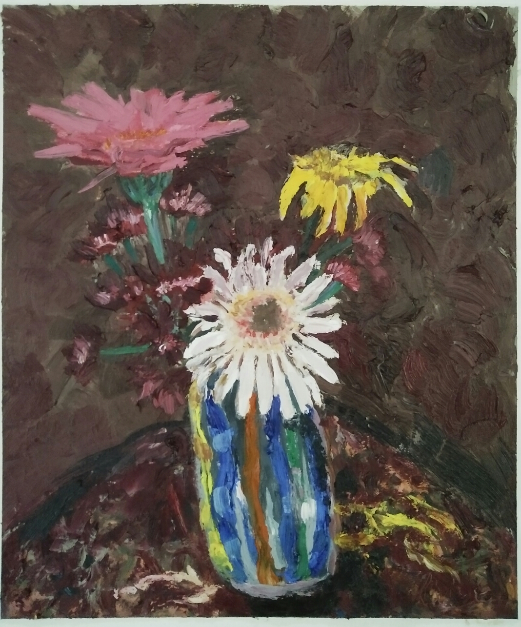 "Vase bleu "/Oil on canvas/64 cm X 53 cm