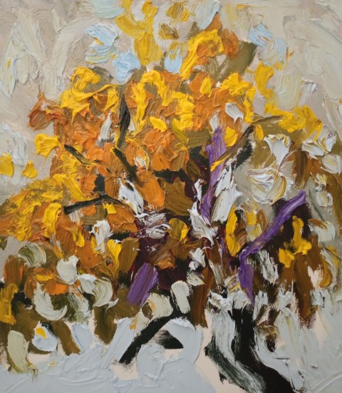 Arbre jaune. Oil on canvas. 48 x 55 cm